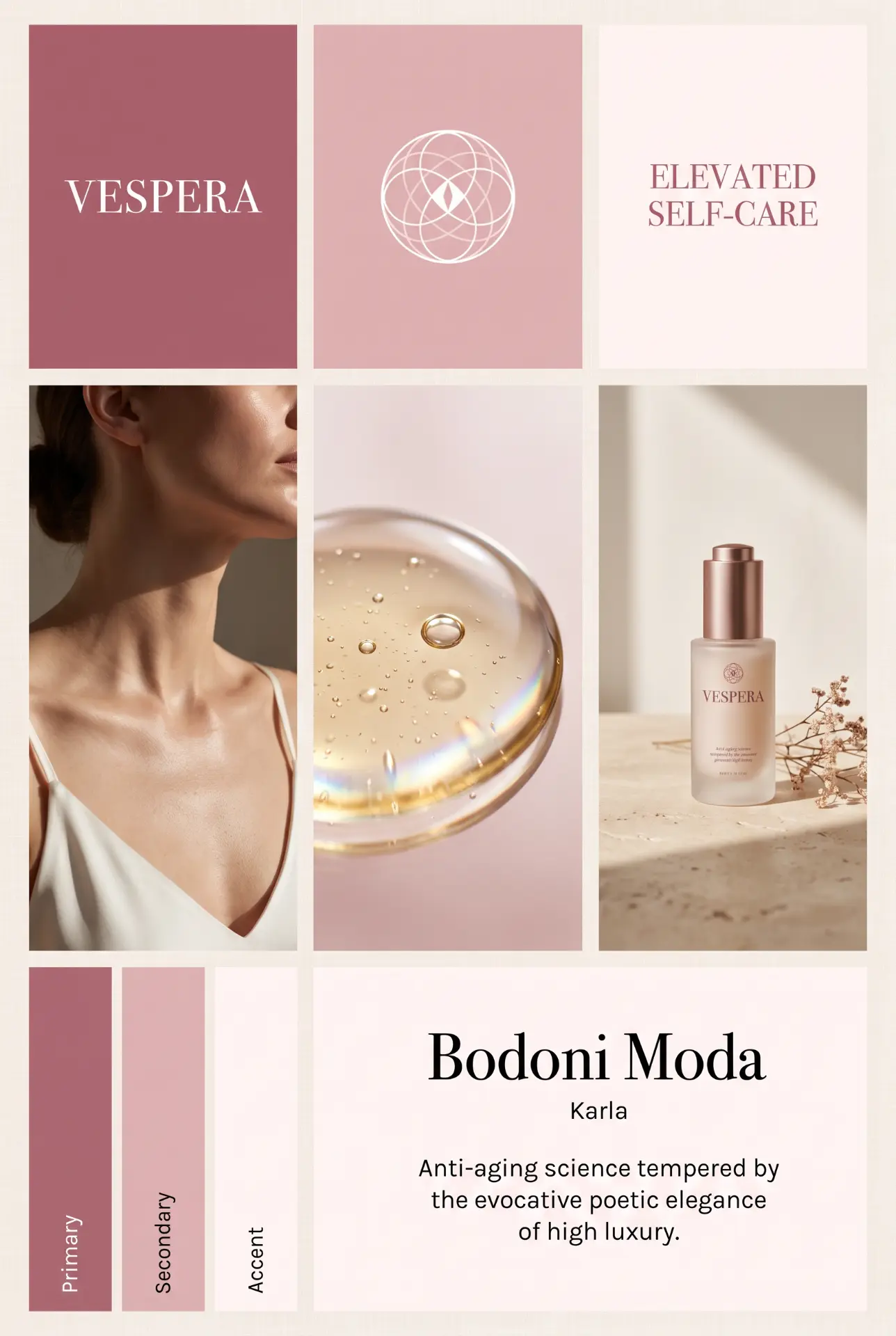 AI-generated skincare brand kit with colors, logo and fonts